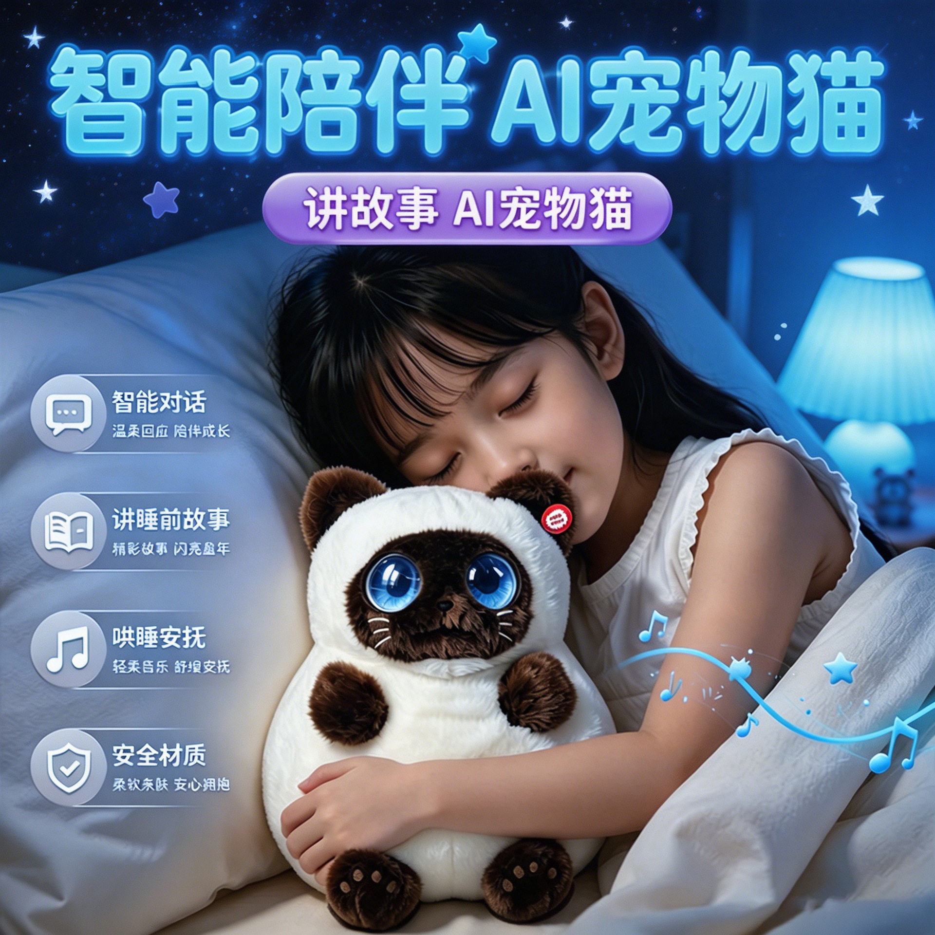 智能ai娃娃毛绒玩具猫玩偶情感其它早教玩具类