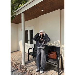 美式 新品 炸街显瘦连帽双面绒两件套 女装 姗蔓大姗姗家加肥加大码