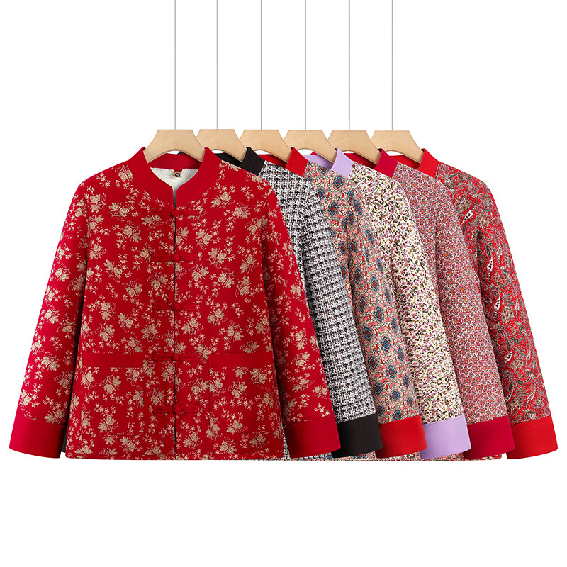 妈妈装冬款棉衣中老年女装保暖小棉袄奶奶外套加绒护背老人衣服女