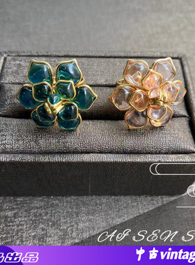 戒指复古港风山茶花戒指小香风