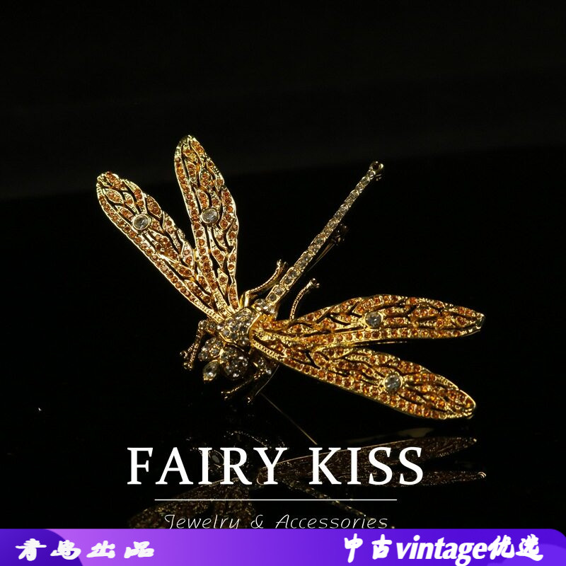 新款中古仿生蜻蜓个性镂空合金胸