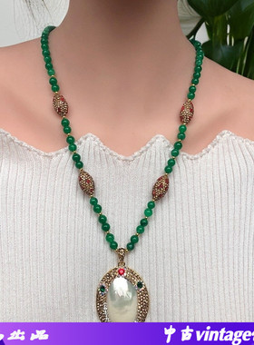 圆珠链新中式马贝吊坠项链项链