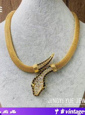 欧美夸张镶钻网状小蛇项链小众