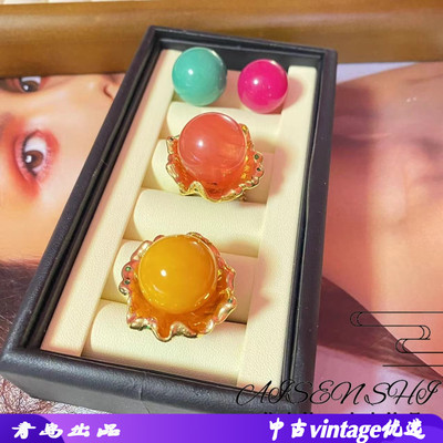 戒指欧美中古vintag潮流花朵戒指