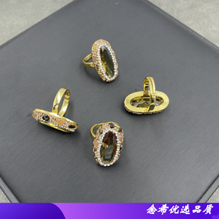 土耳其苏丹石水铝石变色石精美点钻保色电镀高端时尚开口戒指