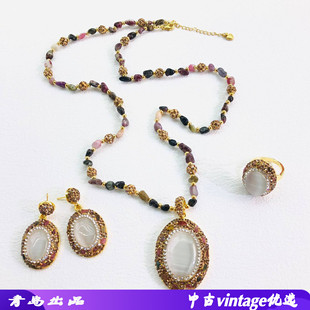 眼石项链耳环戒指镶嵌彩色碧玺女款日常通勤厂家