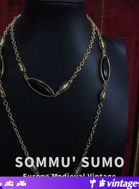 抹茶相思豆黑色琉璃项链长款可两