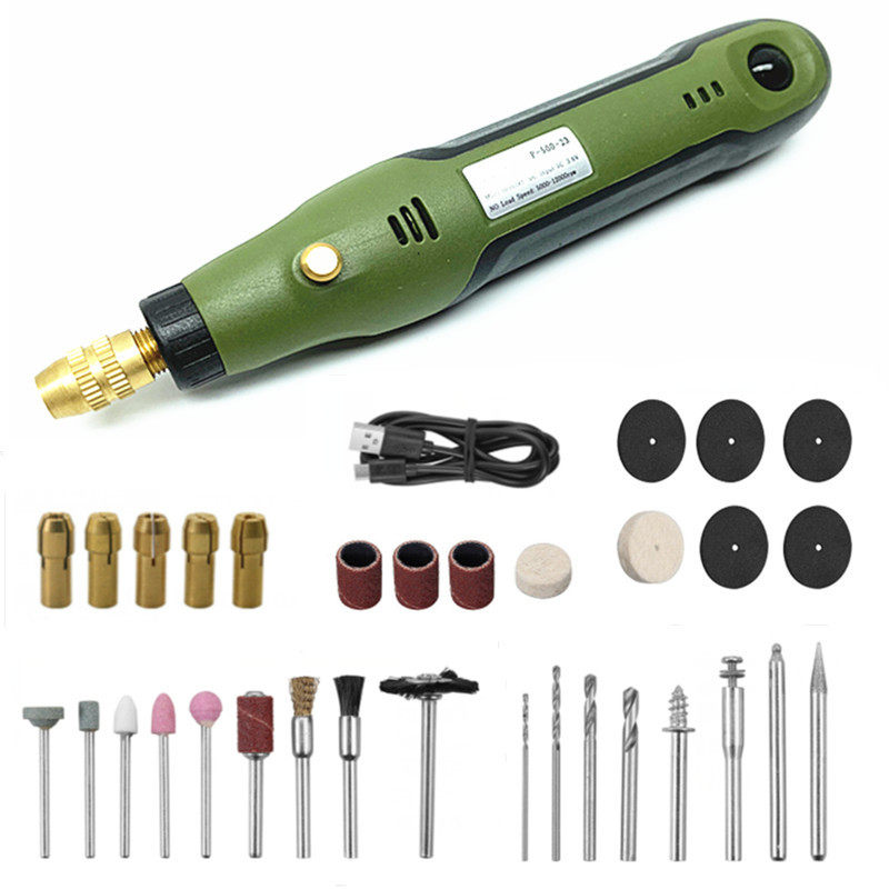 施力特USB充电调速迷你电磨套装P500-23微型电钻打磨笔雕刻抛光机