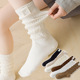 袜子女士美拉德布标棉质中筒袜女士长筒扭扭袜ins潮堆堆袜子批发