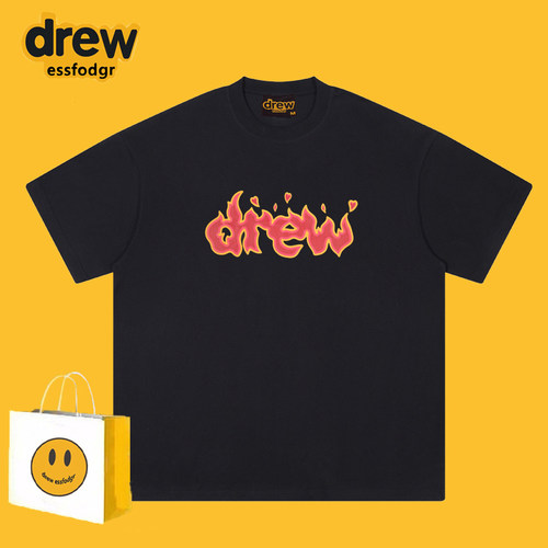 DREWESSFODGR火焰字母纯棉短袖