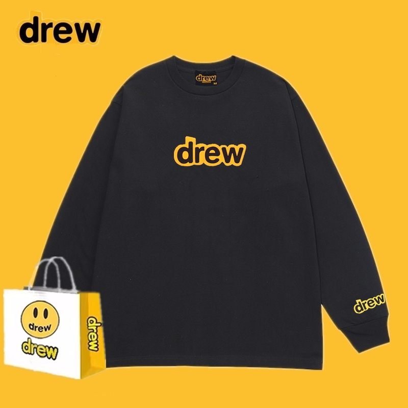 重磅300克Drew笑脸字母长袖T恤男