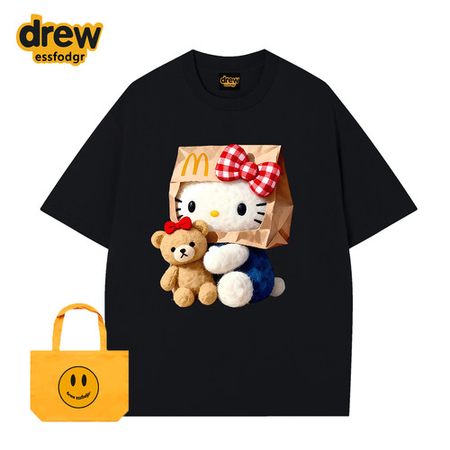 Drew卡通恐龙Kitty纯棉短袖T恤