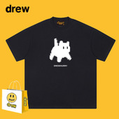 Drew美式 潮牌卡通幻影小猫印花短袖 T恤男女休闲宽松百搭情侣上衣