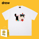 T恤男女百搭宽松同款 Drew美式 潮牌插画猫咪印花纯棉短袖 上衣ins夏