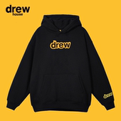 Drew笑脸字母印花加绒连帽卫衣女秋冬美式 潮牌宽松情侣帽衫 外套男