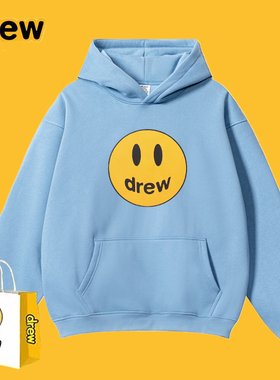 Drew笑脸卫衣加绒连帽外套贾斯丁比伯潮牌休闲宽松男女情侣款帽衫