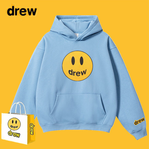 Drew笑脸卫衣加绒连帽外套情侣款