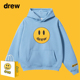 Drew笑脸卫衣加绒连帽外套贾斯丁比伯潮牌休闲宽松男女情侣款 帽衫