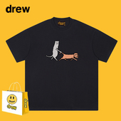 T恤男女夏季 Drew美式 潮牌趣味卡通狗狗印花短袖 宽松休闲纯棉上衣