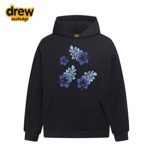 美式潮牌花朵印花加绒连帽卫衣