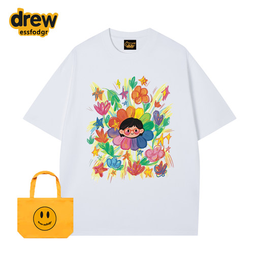 Drewessfodgr美式涂鸦花朵短袖