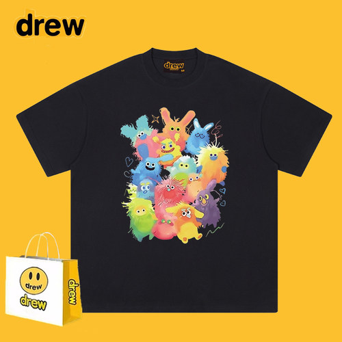 Drew美式潮牌卡通涂鸦印花T恤