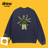 Drew宋佳明星同款 高级感设计插画圆领卫衣男女休闲宽松情侣装 上衣