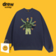 Drew宋佳明星同款 高级感设计插画圆领卫衣男女休闲宽松情侣装 上衣
