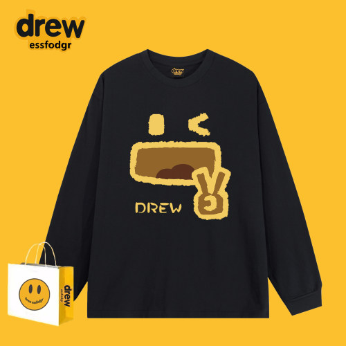 Drew美式潮牌趣味比耶印花长袖