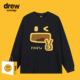 Drew美式 潮牌趣味比耶印花重磅长袖 T恤男女宽松百搭休闲春秋上衣