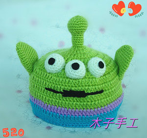 木子手作成品 钩编毛线三眼仔宝宝帽 保暖帽 帽子 婴儿帽 春秋帽