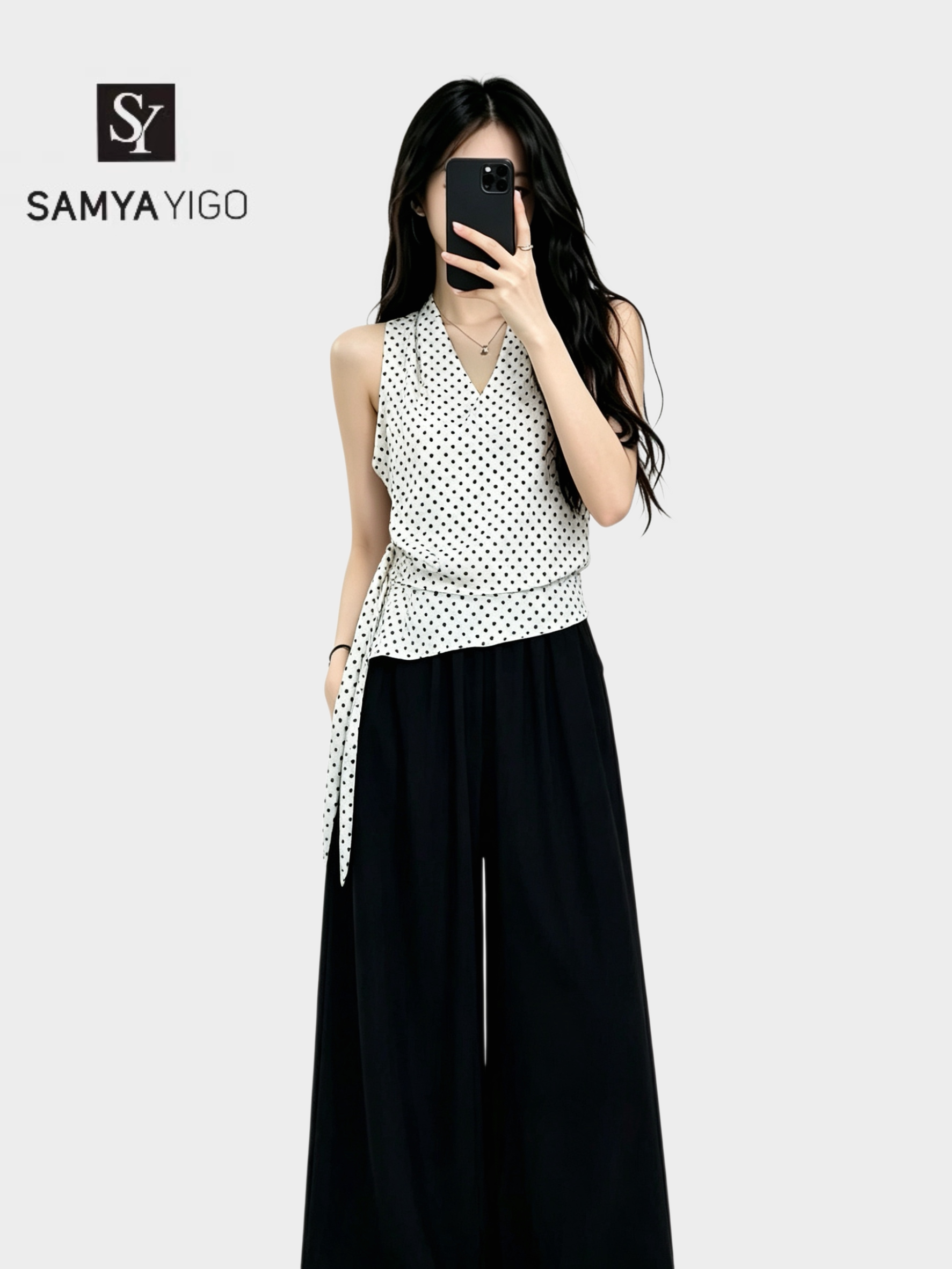 2026 SAMYA YIGO夏季新款时尚百搭显瘦波点上衣62525搭配阔腿裤