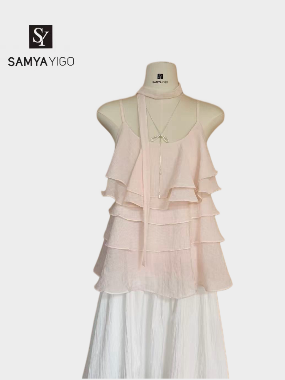 2026 SAMYA YIGO夏季新款时尚百搭显瘦百褶吊带上衣26477款