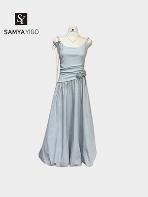 2026 SAMYA YIGO 夏季新款纯色净版吊带裙腰间花朵吊带裙1746款