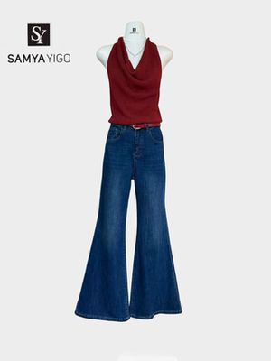 2026 SAMYA YIGO夏季新款时尚百搭挂脖上衣01微喇牛仔裤3806娟