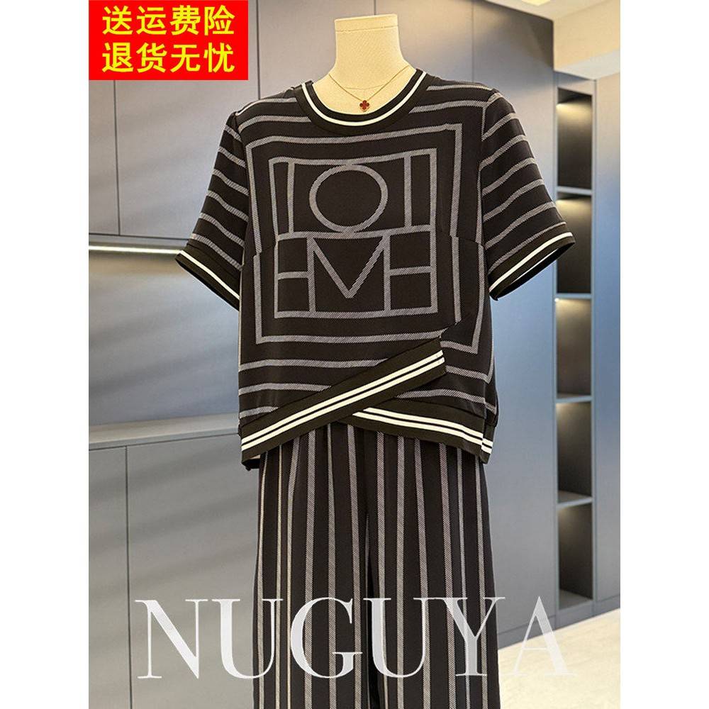 时尚休闲母服雪纺套装2025夏季新款中老年人女装短袖两件套