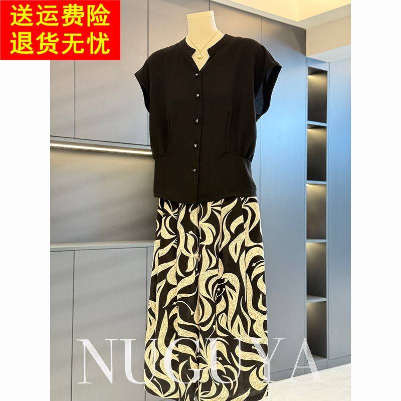 时尚洋派妈妈装中长版雪纺套装女2025夏装新款气质百搭中年两件套