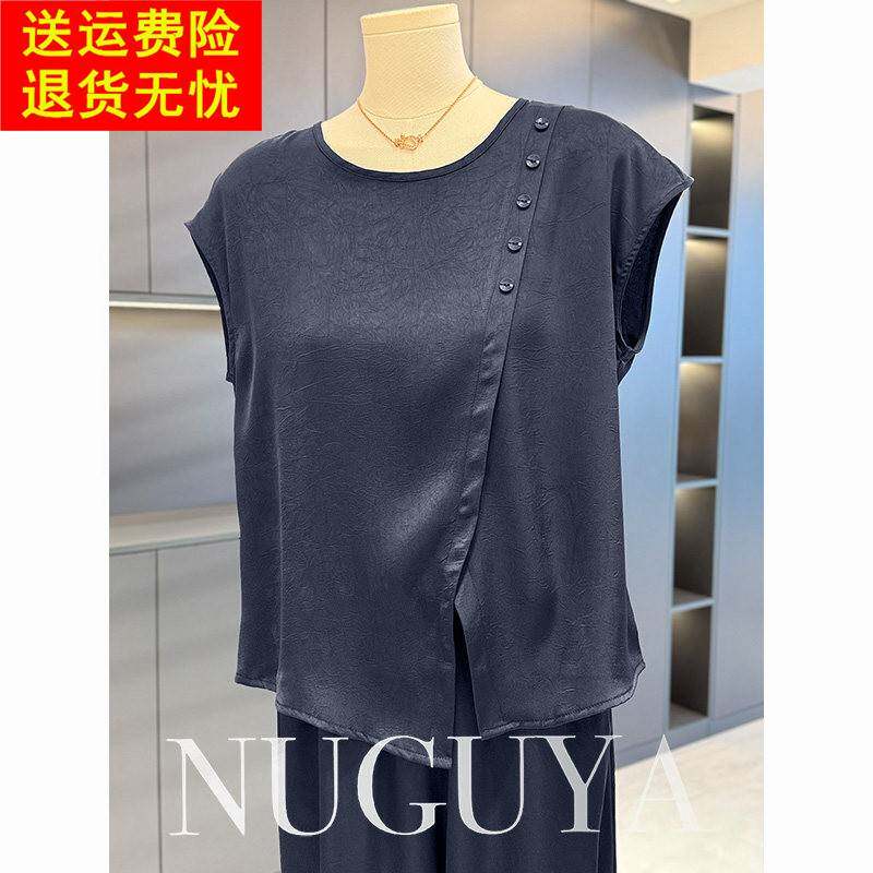 时尚休闲 雪纺套装女妈妈装短袖夏装新款气质百搭中老年裤子两件
