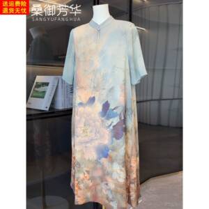 2025新款国风妈妈夏装雪纺连衣裙中老年人女装夏季大码宽松长裙子