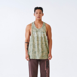 HDEX 25夏季新品迷彩字母印花无袖上衣休闲细肩工字背心韩国代购