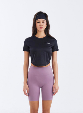 HDEX 25夏季新品宽松基础纯色圆弧下摆短款短袖T恤韩国代购