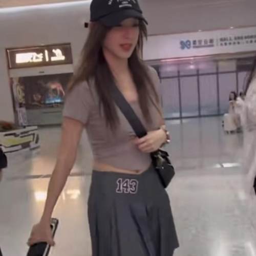 程潇金采源同款现货SCULPTOR不规则百褶裙一片式半身裙韩国代购