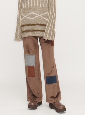 现货TheOpenProduct 22冬新款条绒拼接休闲裤直筒加绒裤韩国代购