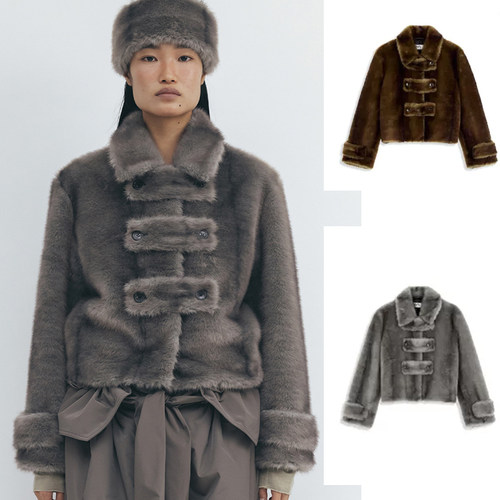 OPEN YY 25冬新品环保人造毛皮草外套百搭保暖夹克韩国代购