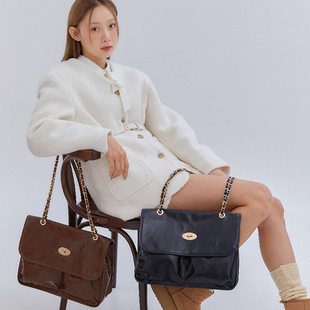 ANOETIC 23秋冬新款日韩大容量通勤休闲托特包链条单肩包韩国代购