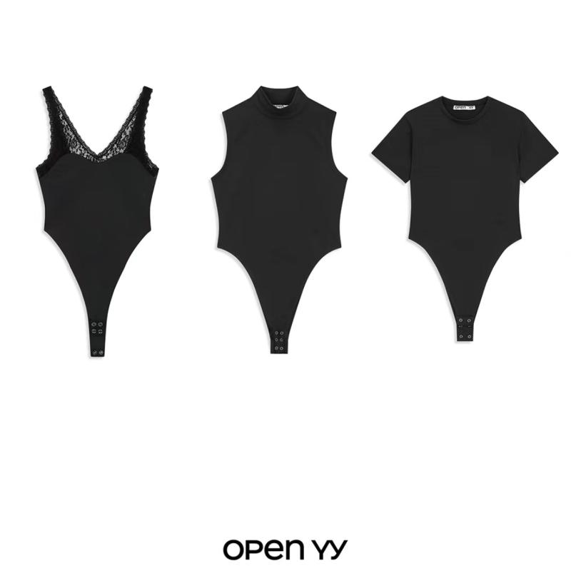 (3款)OPEN YY24夏季新款蕾丝拼接连体衣修身基础款T恤韩国代购