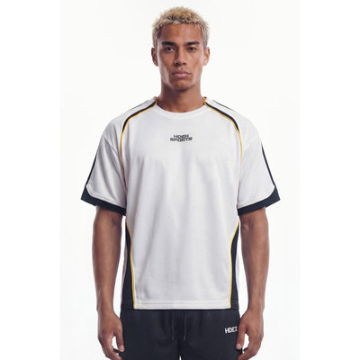 HDEX26春新品 撞色滚边透气网眼短袖上衣韩国代购