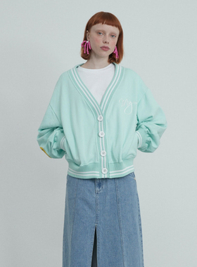 秒发MY ROMANCHIC 21春季新品灯笼袖V领开衫外套通勤百搭上衣