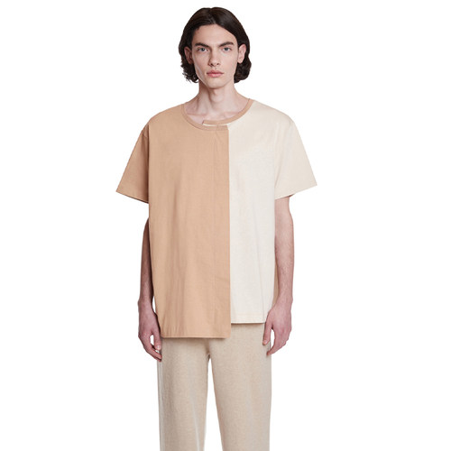 秒发 TRUNKPROJECT 21春夏情侣不对称撞色拼接宽松短袖T恤韩国