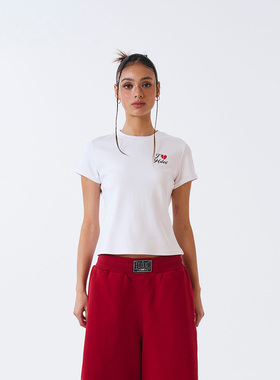 HDEX 25夏季新品修身纯色基础百搭款短袖logo印花上衣韩国代购